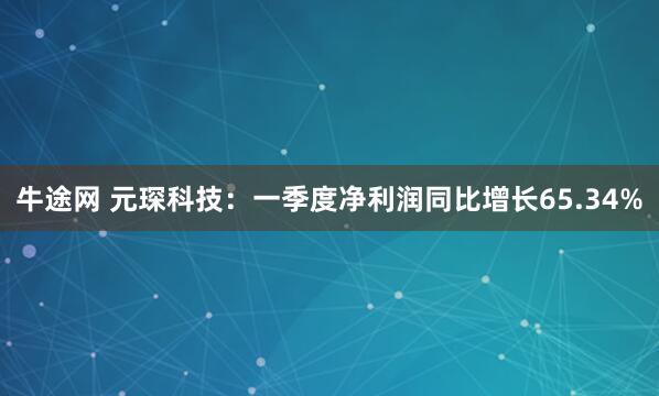 牛途网 元琛科技：一季度净利润同比增长65.34%